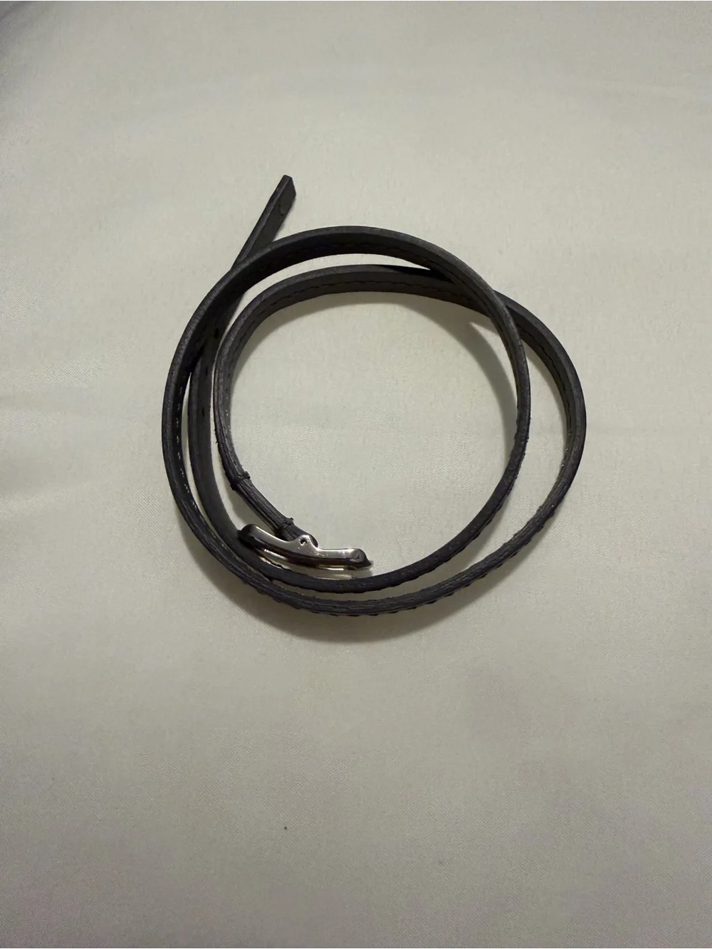 Shinola Black Leather Double-Wrap Bracelet with Silver Buckle